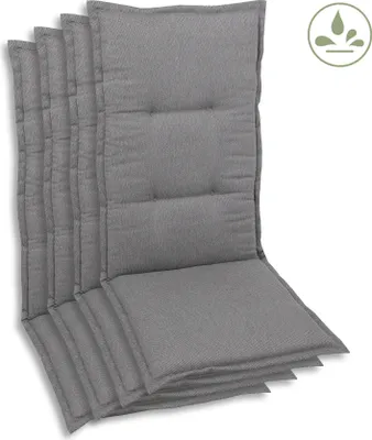 Produktbild von GO-DE Textil, Sesselauflage Mittellehner, 4er Set, Farbe: grau, Maße: 108 cm x 50 cm x 7 cm, Rueckenhoehe: 60 cm