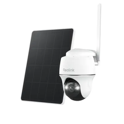 Produktbild von Reolink Go PT Plus+Solarpanel, 2K+ 5MP 4G LTE Akku Überwachungskamera , Schwenken & Neigen, Kein-WiFi, SIM-Kartenslot, 32GB SD Karte