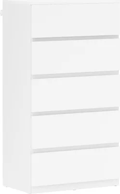 Zdjęcie produktu dla Komoda HOMCOM z 5 szufladami, nowoczesna, materiałowa, do salonu, sypialni, przedpokoju, biała, 55 x 34 x 100 cm