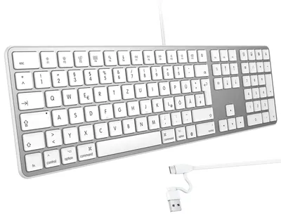 Produktbild von Mac-Kabelgebundene-Tastatur mit Ziffernblock Büro und Home QWERTZ