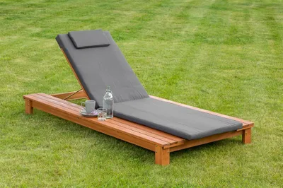 Produktbild von Merxx Gartenliege Viana verstellbar Eukalyptus natur, grau 200 cm x 105 cm x 25 cm