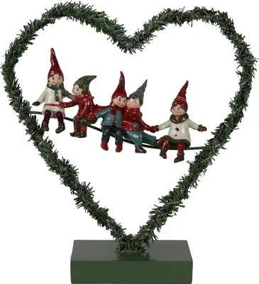 Immagine prodotto di Clayre & Eef Decorazione natalizia con illuminazione LED Cuore 26x9x28 cm Verde Metallo
