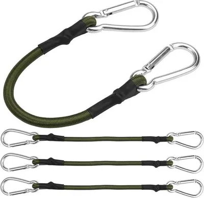 Immagine prodotto di 4 pezzi - Corde elastiche - con moschettoni - 30 cm - Cinghie elastiche da viaggio - Cinghie elastiche - Cinghie da viaggio - Cinghie di fissaggio - Cinghie di espansione - Corde elastiche - Corde elastiche con moschettoni - per campeggio, vela, tende, bagagli, auto - verde