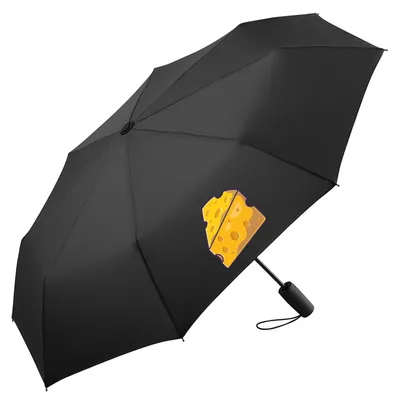 Produktbild von Huuraa Regenschirm Käse Comic 98cm Schwarz Sturmfest Taschenschirm Geschenkidee