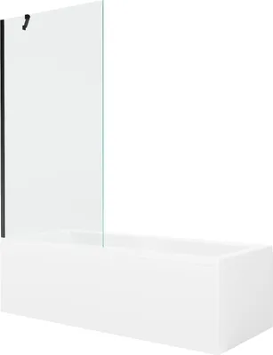 Produktbild von Mexen Cubik rechteckige Badewanne 150 x 70 cm mit Verkleidung und 1-flügeliger Schwenkwand 90 cm, transparent, schwarz - 550315?
