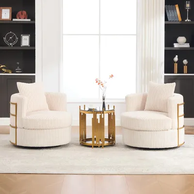 Produktbild von STILVORA Drehsessel mit 360° Drehfunktion und Stauraum, Sessel Set mit 2 Sesseln aus Cord, Freizeitstuhl mit Schaumstoffpolsterung und Armlehnen