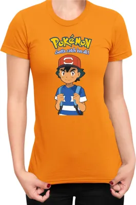 Zdjęcie produktu dla Koszulka Damska Japan Manga Anime Comics Pokemon 016, Lady L / Pomarańczowy