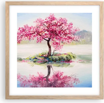 Produktbild von Gerahmtes Poster - Rahmen in heller Eiche - Baum Abstraktion - 40x40 cm - Wand Bild - Wanddeko - Wandbilder - Kunstposter - Wandposter - Bilderrahmen - Bilder - Kunstdruck - Wandbild - P2NAC40x40-3805
