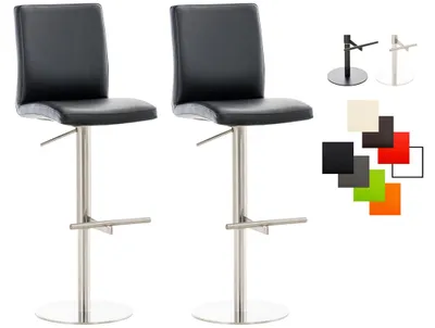 Produktbild von CLP 2er Set Barhocker Cadiz Kunstlederbezug drehbar und höhenverstellbar bis 240 kg schwarz Gestell Farbe edelstahl