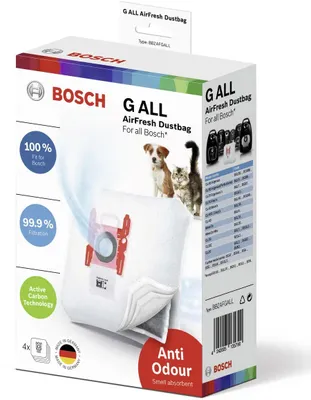 Productafbeelding van Bosch stofzuigzakken - Type G, 4 stuks, artikelnummer 17002915