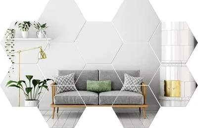 Produktbild von Sechseckiger, selbstklebender Papierspiegel für die Wand, Wanddekoration, Ganzkörperspiegel, weich