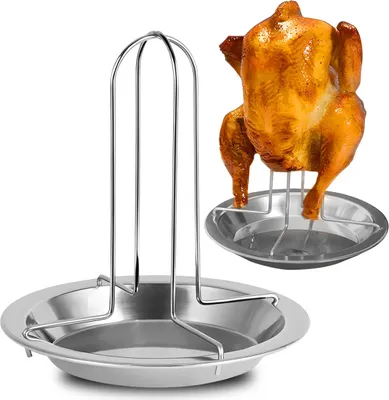 Produktbild von Hähnchenhalter Hähnchenbraten aus Edelstahl Huhn Röster Rack klappbar Antihaft Vertikal Huhn Halter, Ø16.5*17cm