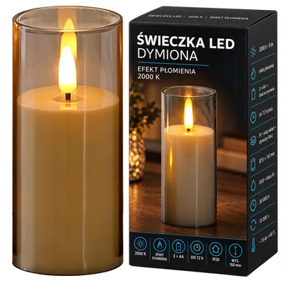 Produktbild von MasterLED LED-Stumpenkerze 7,5 x 15 cm 2000 K Flammeneffekt rauchfarben 3 x AA