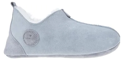 Productafbeelding van Vanuba Oxford wollen slippers voor dames - Badslippers voor dames - Leren en wollen pantoffels voor dames - Comfortabele schoenen voor dames - Lamsvacht slippers - Maat 42 EU, asgrijs/wit