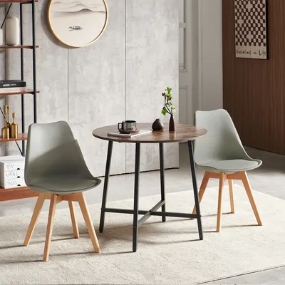 Produktbild von H.J WeDoo kulatý jídelní stůl 80cm, malý kuchyňský stůl v industriálním designu, rustikální hnědá a černá, do obývacího pokoje a jídelny