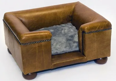 Obrázok produktu pre Casa Padrino luxusný kožený pelech pre psa vintage hnedý / tmavohnedý / sivý 65 x 55 x v. 31 cm - Obdĺžnikový pelech z pravej kože - Luxusný nábytok z pravej kože pre domáce zvieratá