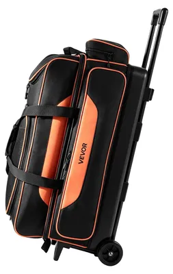 Produktbild von VEVOR Bowlingballtasche, 2-Ball-Doppelroller-Bowlingtasche mit Rädern, mit einem separaten Fach für Schuhe (bis US-Größe 16) und übergroßer Zubehörtasche, ausziehbarer Griff bis 1050 mm