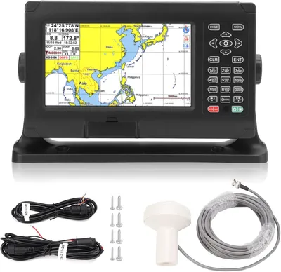 Image de Unités GPS marines, sondeurs de profondeur pour bateaux, traceur de cartes GPS et sondeur de poissons haute précision de 8 pouces, traceur de cartes GPS et sondeur de poissons étanche avec clavier intégré pour usage maritime