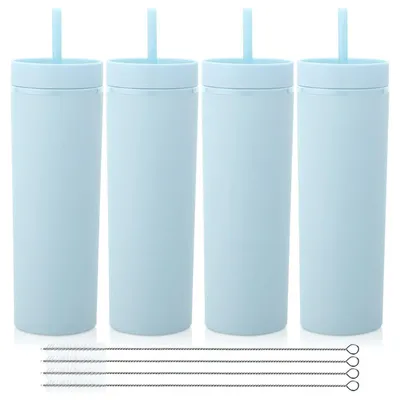 Produktbild von Solidchoice – Set aus 4 wiederverwendbaren Trinkbechern mit Deckel und Strohhalm, 570 ml, ideal für Eiskaffee
