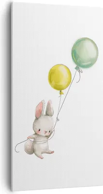Produktbild von Bild auf Leinwand - Leinwandbild - Einteilig - Häschen Luftballons Kinder - 55x100cm - Wand Bild - Wanddeko - Wandbilder - Leinwanddruck - Bilder - Wanddekoration - Leinwand bilder - PA55x100-4731
