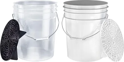 Produktbild von Benbow Set 4-tlg, Auto Wascheimer 20 Liter (Weiß + Transparent) + Schmutzsieb (Weiß + Transparent), Autoaufbereitung, Waschanlage, Autozubehör, Autos