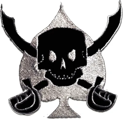 Produktbild von Totenkopf Mit Schwert - Aufnäher, Bügelbild, Aufbügler, Applikationen, Patches, Flicken, Zum Aufbügeln, Größe: 7,5 x 7,8 cm