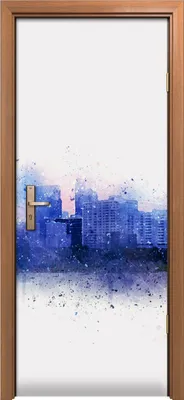 Produktbild von Türposter 80x200 cm Türaufkleber Türtapete Türfolie Klebefolie Abstrakte Stadt Gebäude Aquarellfarbe