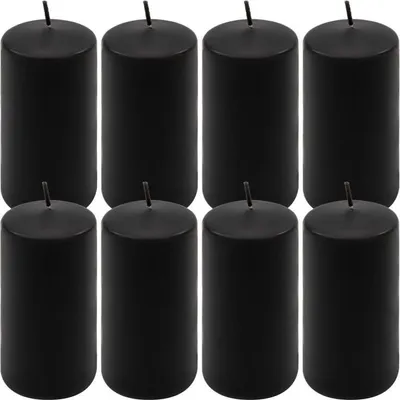 Obrázek produktu pro Sada sloupových svíček, 10 cm, Ø 5 cm, černá, 8 ks