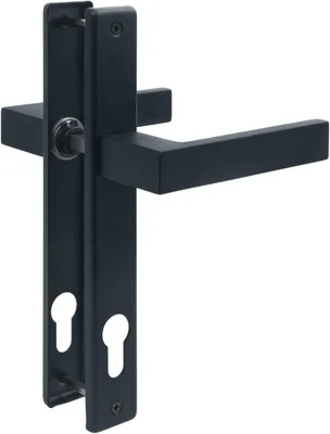 Produktbild von Drückergarnitur Gartentor Türgriff Anthrazit RAL 7016 - Schmalrahmengarnitur 90 mm PZ - Langschild Türklinke Außenbereich - Türdrücker 8 mm Vierkant