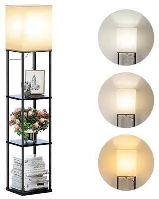 Zdjęcie produktu dla Lampa podłogowa z półką ściemnialna LED 3 temperatury barwowe