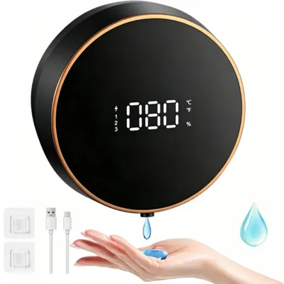 Produktbild von Seifenspender Automatisch, 3 Einstellbare Stufen&Vollflächen-Display, Touchless Wandmontage, 300ml Elektrischer Schaumspender,USB-Aufladung, Schwarz