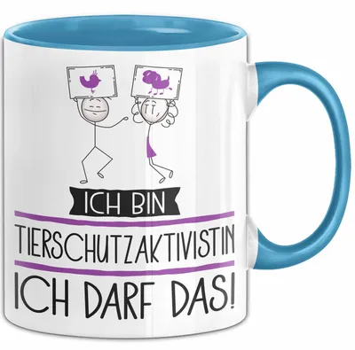 Produktbild von Geschenk für Tierschutzaktivistin Tasse Lustige Geschenkidee Geburtstag Ich Bin Tierschutzaktivistin Ich Darf Das (Blau)