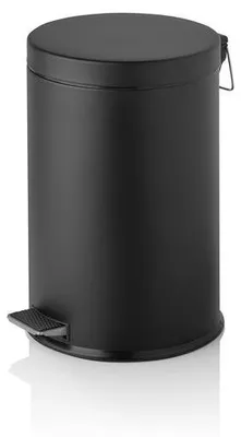 Produktbild von 4x Tretabfalleimer, 12 Ltr., mit Kunststoffeinsatz, schwarz pulverbeschichtet, Metall