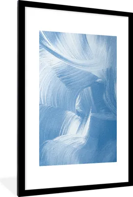 Produktbild von MuchoWow® Gerahmtes Poster Acrylfarbe - Blau - Design 60x90 cm - Poster mit Schwarzem Bilderrahmen Wandposter Rahmen Foto Bilder - Dekoration - Wandposter Wohnzimmer - Hochwertig