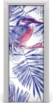 Produktbild von Tulup Türaufkleber 75x205 cm Dekorative Aufkleber Selbstklebend Wasserdichte Tapete Abnehmbar Schlafzimmer Wohnzimmer Wohnkultur - Palmen und Vögel