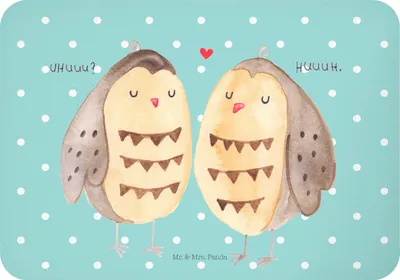 Produktbild von Mr. & Mrs. Panda magnet Eulen Liebe - Türkis Pastell - Geschenk, glücklich, Eule, küchenmagnet, whiteboardmagnet, Owl, haftmagnet, Kühlschrankmagnet, Notizhalter