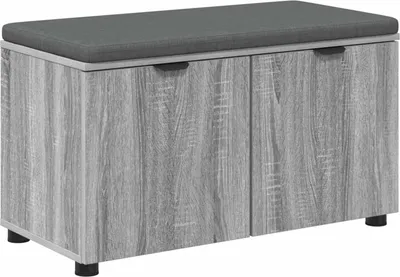 Produktbild von vidaXL Flurbank mit Kissen mit Regal Graues Sonoma 80 x 38 x 46 cm