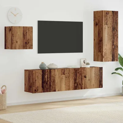Produktbild von "Schlussverkauf" TV-Schränk Wandmontiert 4 Stück - WohnzimmerTV-Möbel/TV-Tisch - Altholz Holzwerkstoff  C14269
