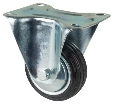 Produktbild von BS Rollen BS Transportrolle L410, Bockrolle, Rad-Ø 80 mm, Tragkr. 50 kg, Rollenlager, Lauffl. Gummi schwarz, Radk. Stahlfelge