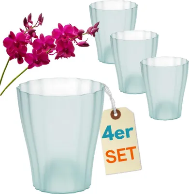 Produktbild von 4er Set Orchideentopf Transparent Orchideen Übertopf Pflanztöpfe Übertöpfe für Orchideen aus Kunststoff Innen Durchsichtig Elegant 13 cm glas