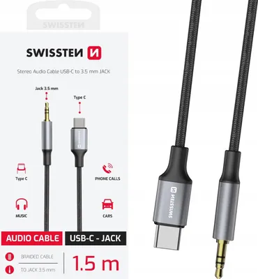 Zdjęcie produktu dla Audiokaabel Swissten USB-C - 3.5mm Jack Cable 1.5m