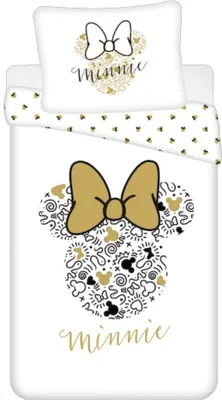 Produktbild von Kinder-Bettwäsche MINNIE GOLD weiß Bettwäsche-Dimension: 70 x 90 cm | 140 x 200 cm