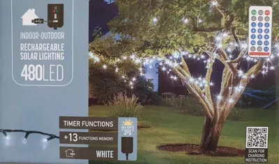 Obrázek produktu pro LED solární pohádková světla 480 USB dobíjecí studený bílý časovač dálkové ovládání