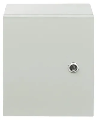 Obrázok produktu pre Vonkajší elektrobox – rozvádzač pre elektrickú sieť – stupeň ochrany IP55 – vodotesný – na montáž na stenu – so zámkom a kľúčom – 25 x 30 x 15 cm – sivý