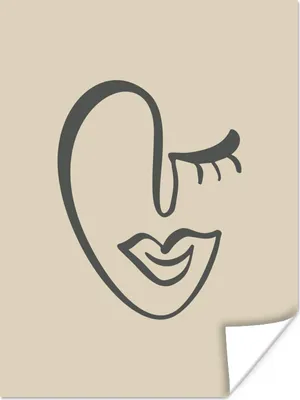 Produktbild von MuchoWow® Poster Gesicht - Abstrakt - Minimalismus 120x160 cm - Wandbilder