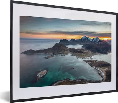 Produktbild von MuchoWow® MuchoWow® Gerahmtes Poster Fjorde bei Sonnenaufgang in Norwegen 40x30 cm - Poster mit zchwarzem Bilderrahmen - Bilderrahmen - Poster im Rahmen