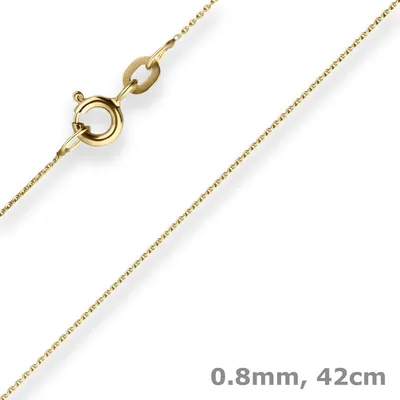 0-8mm-Ankerkette-flach-aus-333-Gelbgold-42cm-mit-Zwischenöse