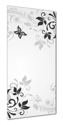 Produktbild von Wallario selbstklebende Duschrückwand 80 x 200 cm mit Motiv Schnörkelmuster mit Schmetterlingen - Wandverkleidung mit Hochglanzlaminat in Glasoptik