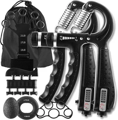 Produktbild von Hand- und Unterarmtrainer Set mit 7 Teilen - Schwarz