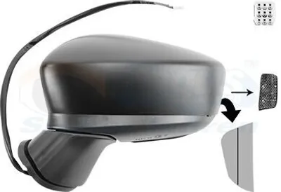Produktbild von VAN WEZEL 2744805 Außenspiegel Seitenspiegel Links für MAZDA 3 Schrägheck (BM, BN) Asphärisch Grundiert
